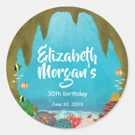 Beautiful Creatures Under the Sea Cave Birthday ラウンドシール