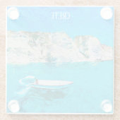 Beautiful Crete Greece Ocean Watercolor Painting ガラスコースター (裏面)