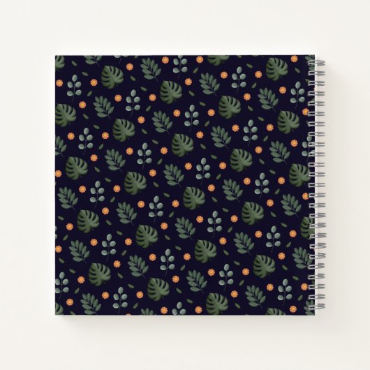 Beautiful Custom Name Modern Leaf Spiral Notebook ノートブック (裏面)
