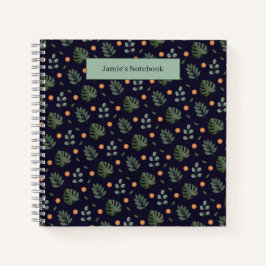 Beautiful Custom Name Modern Leaf Spiral Notebook ノートブック