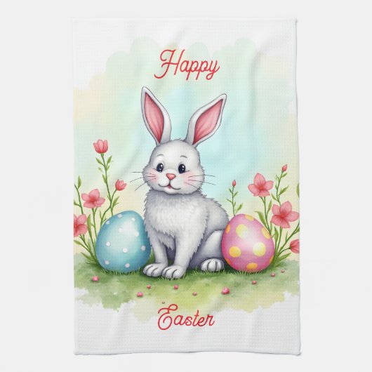 Beautiful Cute Easter Bunny Collection キッチンタオル (縦)