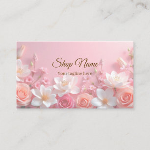 Beautiful Cute White Pink Floral Flower Design 名刺