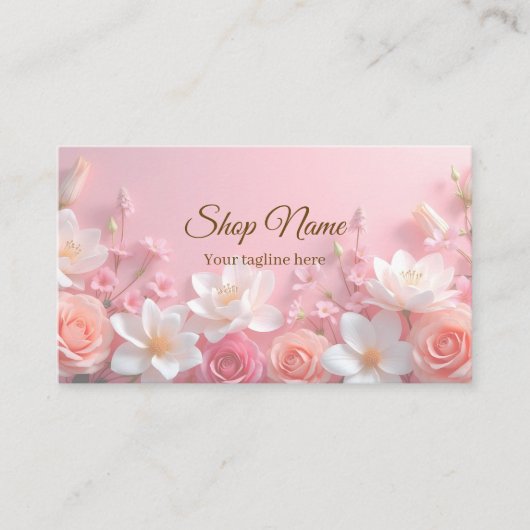 Beautiful Cute White Pink Floral Flower Design 名刺 (正面)