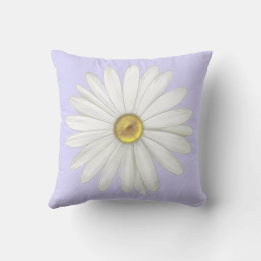 Beautiful Daisy Flower on Light Periwinkle クッション (裏面)