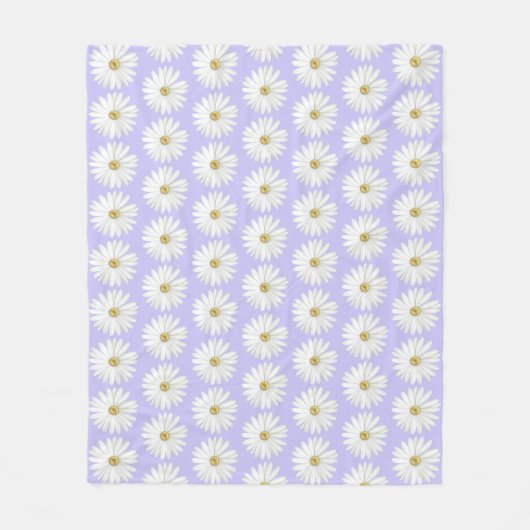 Beautiful Daisy Flower on Light Periwinkle フリースブランケット (正面)