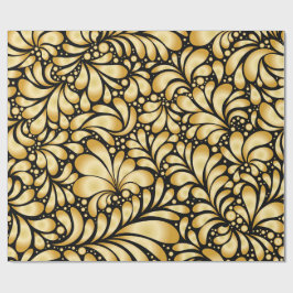 Beautiful Damask Gold & Black Wrapping paper roll ラッピングペーパー