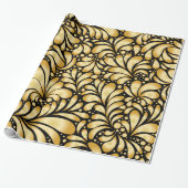 Beautiful Damask Gold & Black Wrapping paper roll ラッピングペーパー (アンロールド)