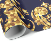 Beautiful Damask Gold & Black Wrapping paper roll ラッピングペーパー (ロールコーナー)