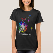 Beautiful dandelion with colourful spores flying a tシャツ (正面)