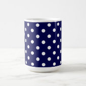 Beautiful Dark Blue And Stylish White Polka Dots コーヒーマグカップ (中央)