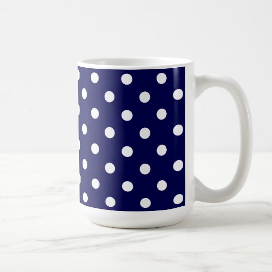 Beautiful Dark Blue And Stylish White Polka Dots コーヒーマグカップ (右)