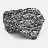 Beautiful Dark Gray Leaf Pattern Faux Leather  ネクタイ (ロール)