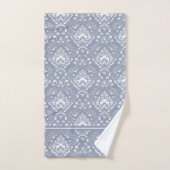 Beautiful dblue gray and white floral pattern bath バスタオルセット (ハンドタオル)