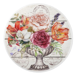 Beautiful decorative rustic trendy wood Botanical セラミックノブ