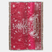 Beautiful Deep Red and Green Merry Christmas スローブランケット (正面縦)