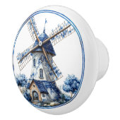 Beautiful Delft Blue Watercolor Windmill セラミックノブ (右)