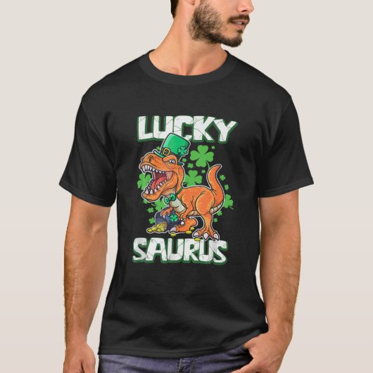 Beautiful Dinosaur St Patrick's Day Lucky Saurus R Tシャツ (正面)