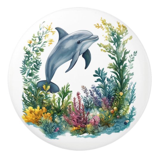Beautiful Dolphin Door Knob - Ceramic セラミックノブ (正面)