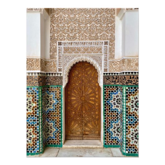 Beautiful Door in Ben Youssef – マラケシュ,モロッコ フォトプリント (正面)
