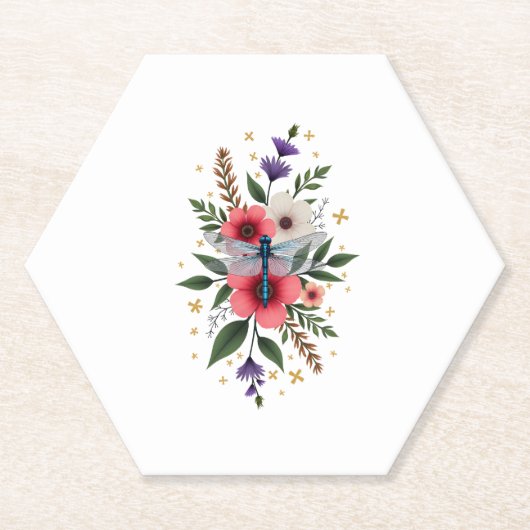 Beautiful Dragonfly Watercolor Art Insect Lover Ea ペーパーコースター (正面)