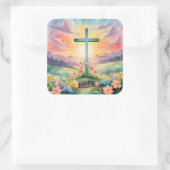 Beautiful Easter Watercolor Art スクエアシール (バッグ)