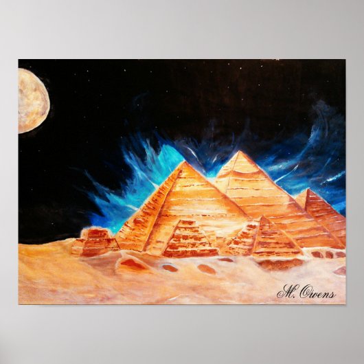 Beautiful Egyptian Pyramids Acrylic Painting ポスター (正面)