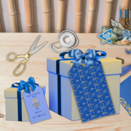 Beautiful Elegant Blue Hanukkah Menorah ギフトタグ