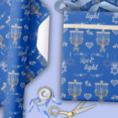Beautiful Elegant Blue Hanukkah Menorah ラッピングペーパー