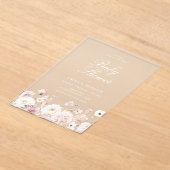 Beautiful Elegant Floral Baby Shower アクリル招待状 (レイダウン)