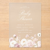 Beautiful Elegant Floral Baby Shower アクリル招待状 (正面)