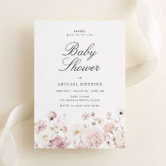 Beautiful Elegant Floral Baby Shower 招待状