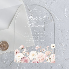 Beautiful Elegant Floral Bridal Shower アクリル招待状