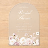 Beautiful Elegant Floral Bridal Shower アクリル招待状 (正面)