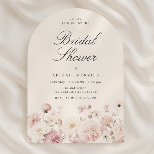 Beautiful Elegant Floral Bridal Shower 招待状