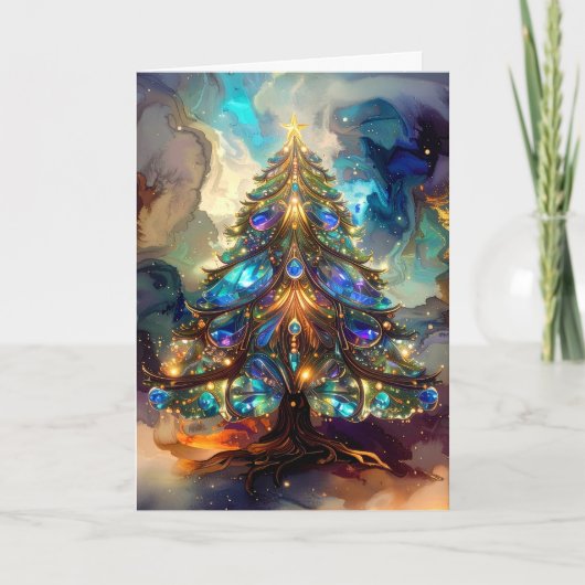 Beautiful Elegant Renaissance Style Christmas Tree シーズンカード (正面)