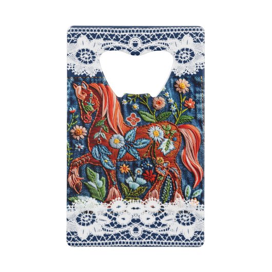 Beautiful Embroidered Horse クレジットカード栓抜き (正面)