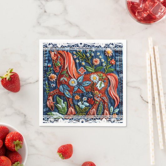 Beautiful Embroidered Horse スタンダードカクテルナプキン (インサイチュ)
