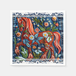 Beautiful Embroidered Horse スタンダードカクテルナプキン