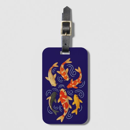 Beautiful embroidered koi fishes ラゲッジタグ (正面縦)