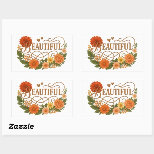 Beautiful Embroidered Style Rectangle Stickers 長方形シール (シート)