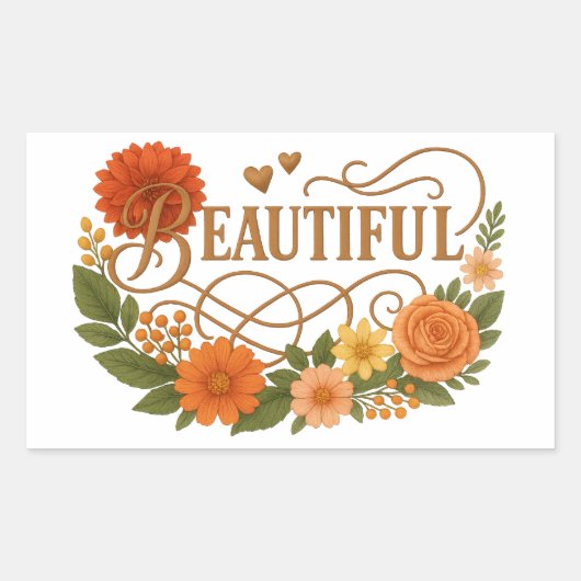 Beautiful Embroidered Style Rectangle Stickers 長方形シール (正面)