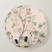Beautiful exotic chinoiserie wallpaper. Hand drawn ラウンドクッション (裏面)