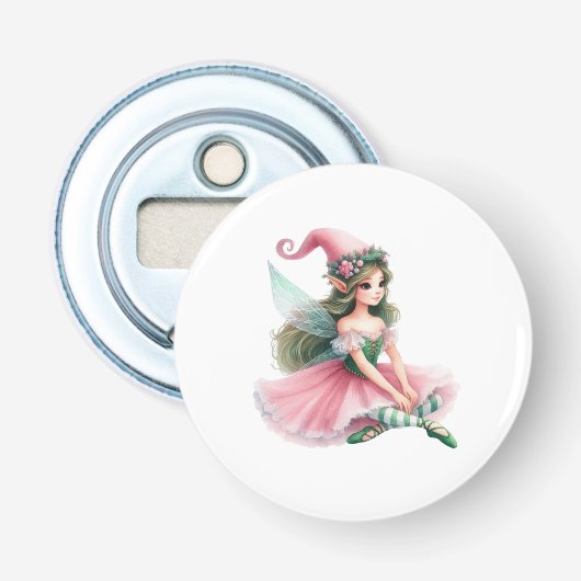 Beautiful Fairy Gnome with Striped Tights Women's  栓抜き (正面)