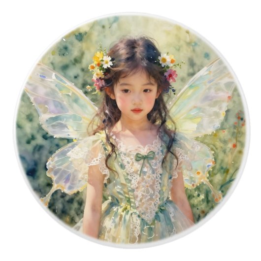 Beautiful Fairy with Flowers | Fairytale セラミックノブ (正面)
