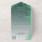 Beautiful Falling Green Glitter 20th Birthday オールインワン招待状 (外側)
