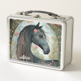 Beautiful Fantasy Black Horse メタルランチボックス