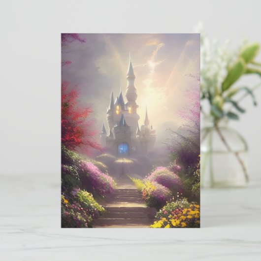 Beautiful Fantasy Castle Gardens Greeting Card カード (スタンド正面)