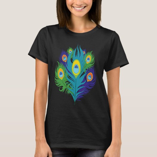 Beautiful Feathers Bird Animal Lover Peacock Tシャツ (正面)