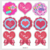 Beautiful Felt Look Valentine's Day Rounds  シール (シート)