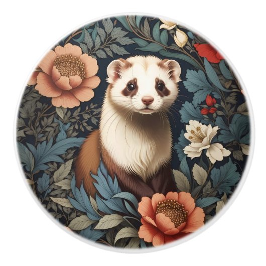 Beautiful Ferret William Morris Inspired  セラミックノブ (正面)
